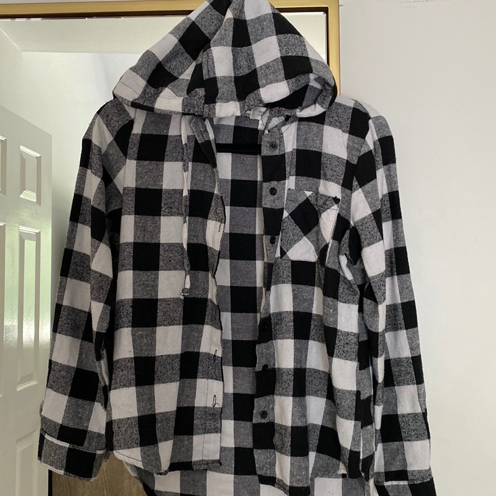 Buffalo check hooded flannel